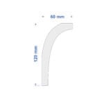 Przekrój techniczny listwy sufitowej XPS STDekor LKS-121 o wymiarach 60x120mm